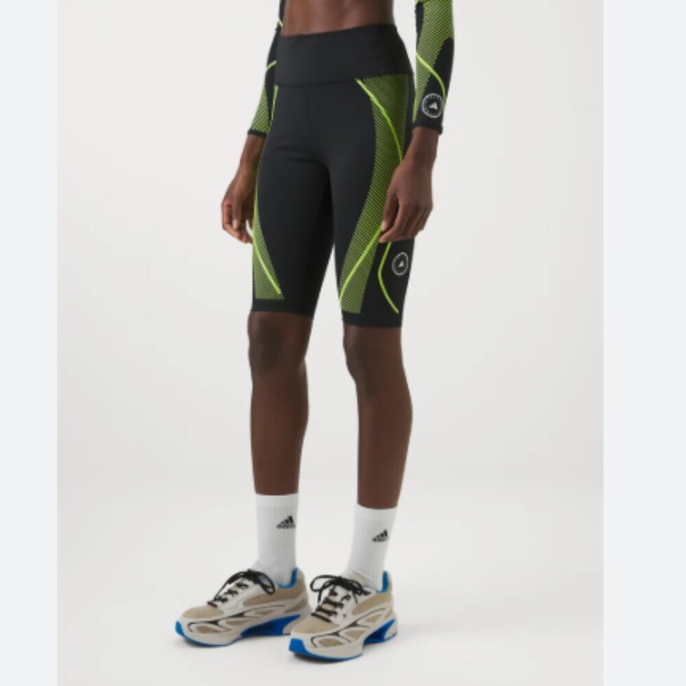 adidas by Stella McCartney Dark Green Neon BIKE - Leggings Size Medium NWOT